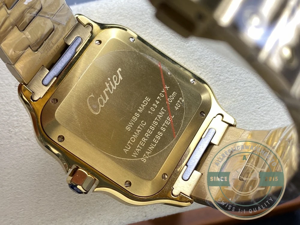 Replica Cartier Santos Men Automatic Gold Watch Series Arabic - Factory Super Clone Watch