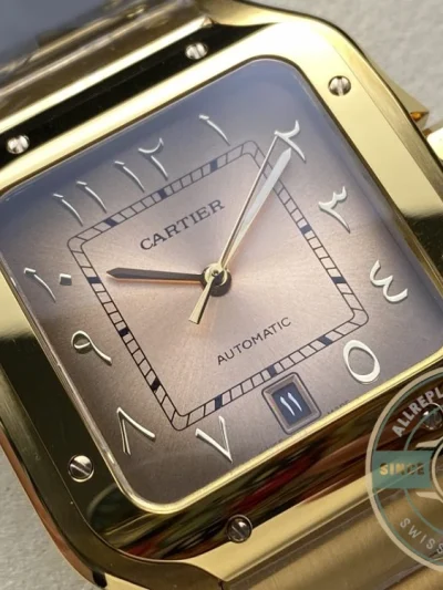 Replica Cartier Santos Men Automatic Gold Watch Series Arabic - Luxury Replica Watch