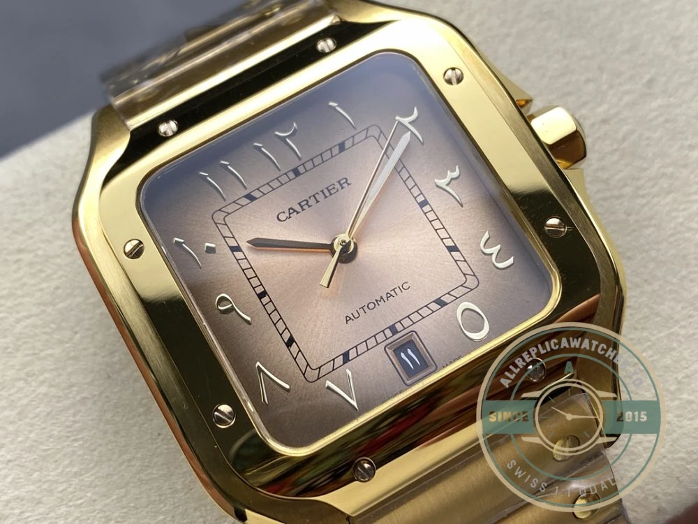 Replica Cartier Santos Men Automatic Gold Watch Series Arabic - Luxury Replica Watch