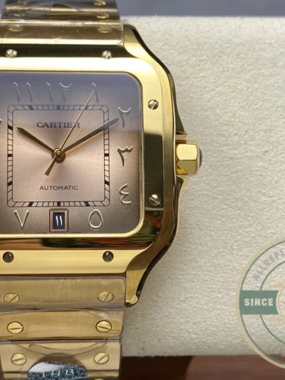 Replica Cartier Santos Men Automatic Gold Watch Series Arabic - Swiss-Made Clone Watch