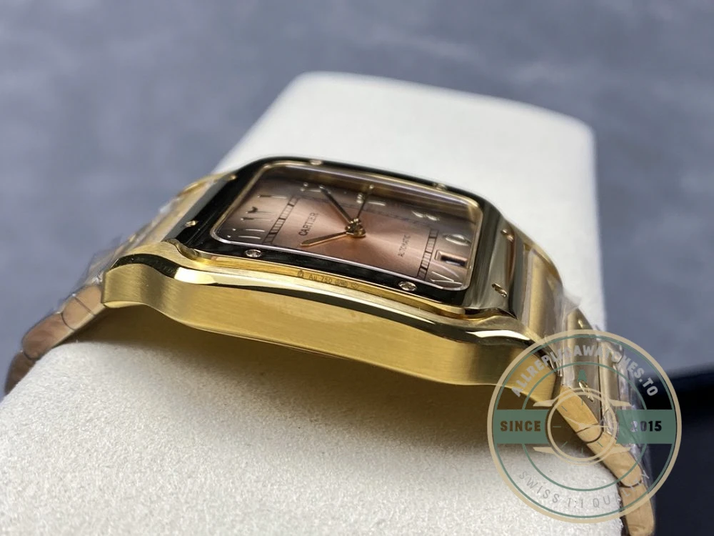 Replica Cartier Santos Men Automatic Gold Watch Series Arabic - 1:1 Swiss Replica Watch