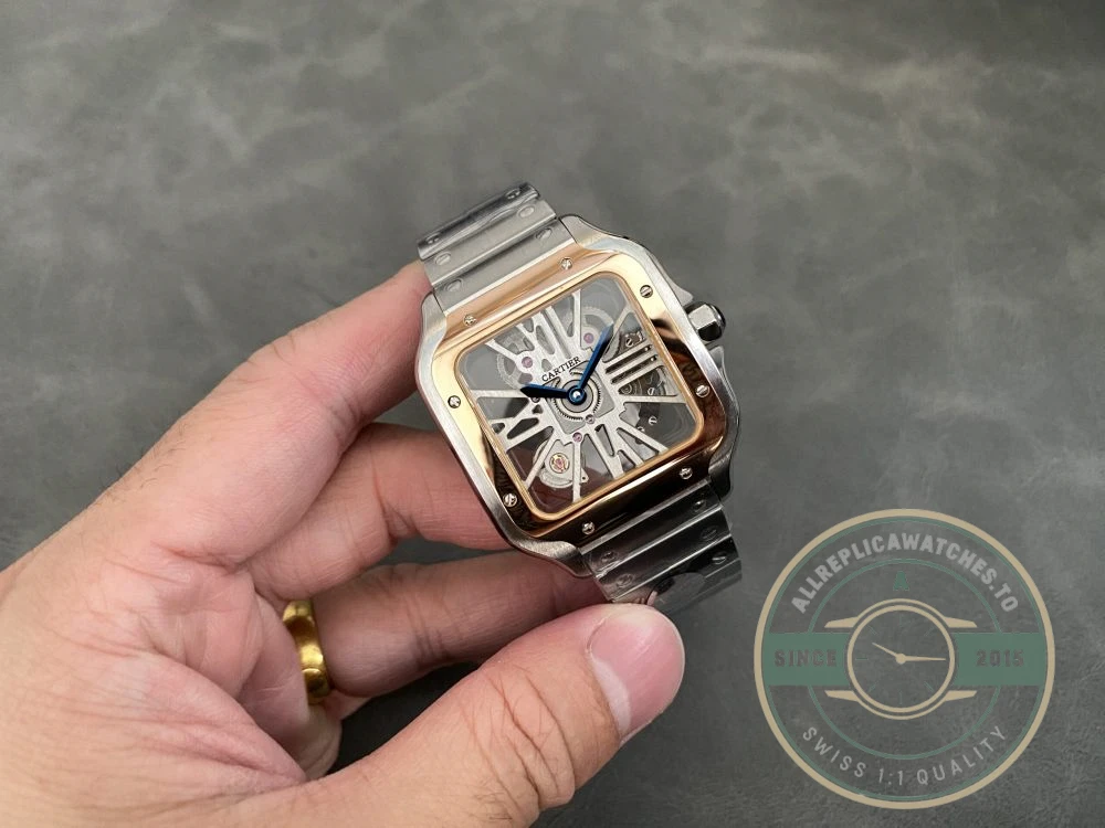 Replica Cartier Santos Men Silver Steel Gold WHSA0015 - Luxury Replica Watch