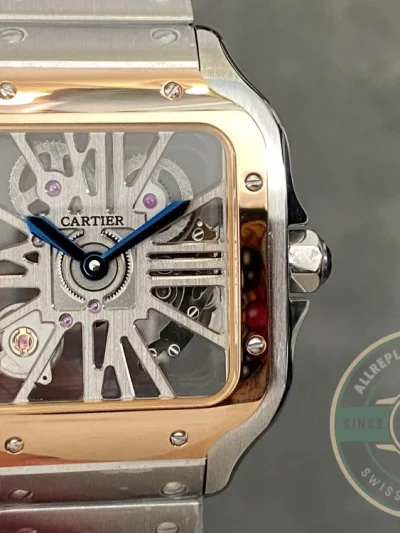 Replica Cartier Santos Men Silver Steel Gold WHSA0015 - Swiss Movement Replica Watch