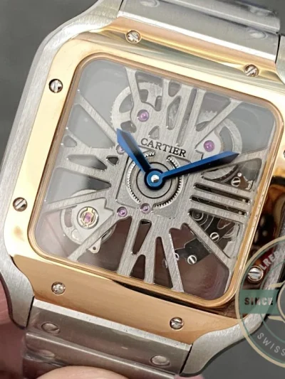 Replica Cartier Santos Men Silver Steel Gold WHSA0015 - 1:1 Swiss Replica Watch