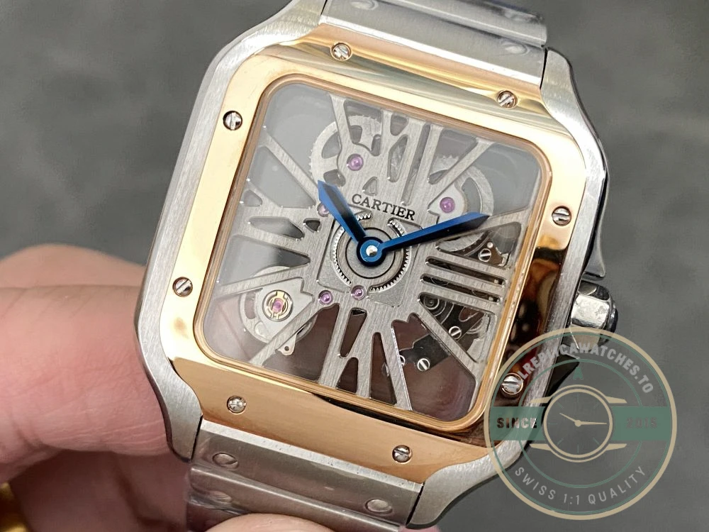 Replica Cartier Santos Men Silver Steel Gold WHSA0015 - 1:1 Swiss Replica Watch
