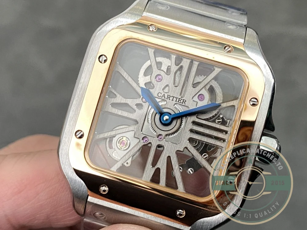 Replica Cartier Santos Men Silver Steel Gold WHSA0015 - Swiss Movement Replica Watch