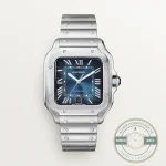 Replica Cartier Santos WSSA0030 in steel with a blue sunburst dial and date
