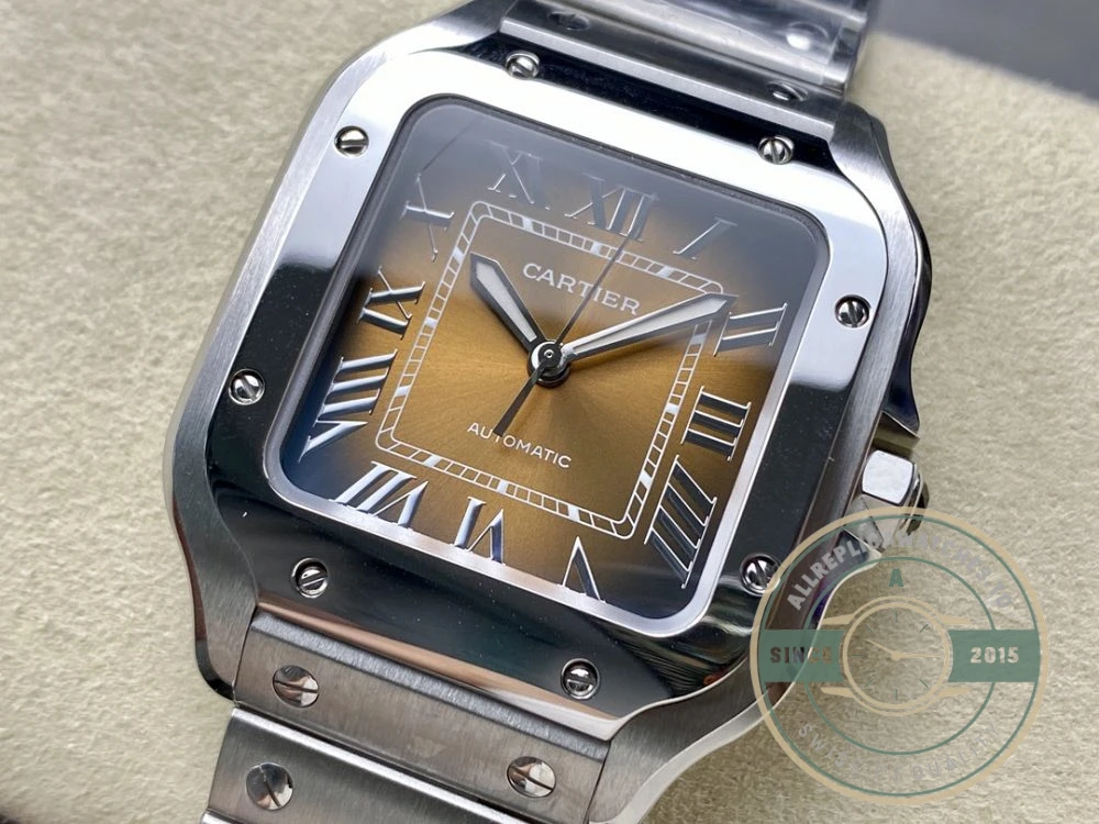 Replica Cartier Santos Yellow Dial Steel Strap 47.5mm WSSA0065 - Premium Super Clone Watch
