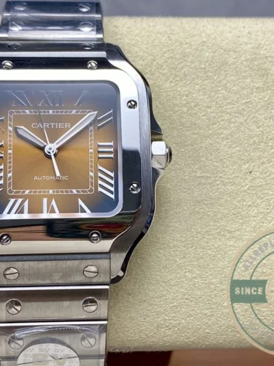 Replica Cartier Santos Yellow Dial Steel Strap 47.5mm WSSA0065 - Budget Luxury Replica Watch