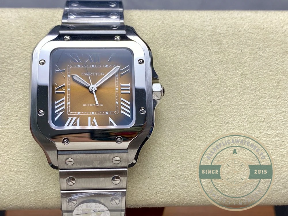 Replica Cartier Santos Yellow Dial Steel Strap 47.5mm WSSA0065 - Budget Luxury Replica Watch