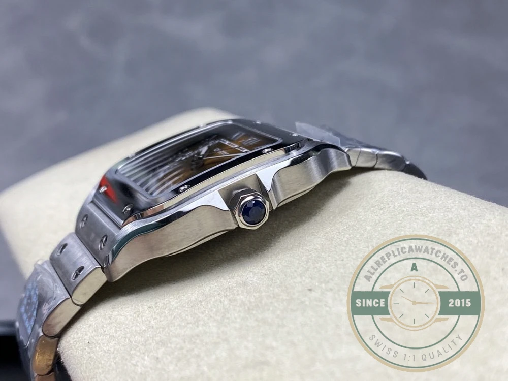 Replica Cartier Santos Yellow Dial Steel Strap 47.5mm WSSA0065 - High-Grade Replica Watch