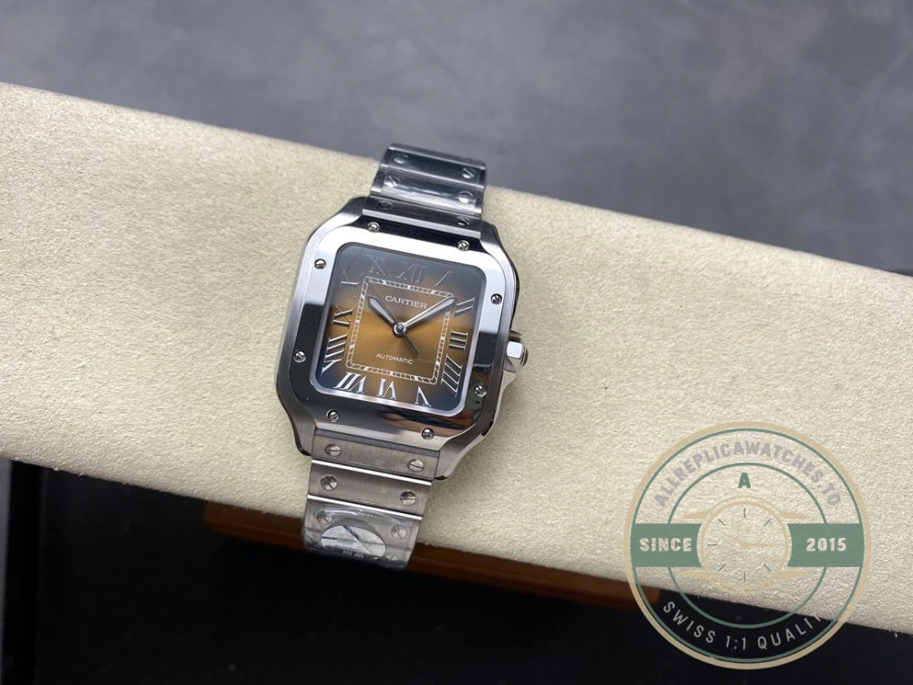 Replica Cartier Santos Yellow Dial Steel Strap 47.5mm WSSA0065 - Swiss-Made Clone Watch