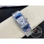 Case angled on the pillow, bracelet still wrapped and turning away