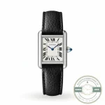 Cartier Tank Solo W5200003, steel case paired with a black grained calfskin strap
