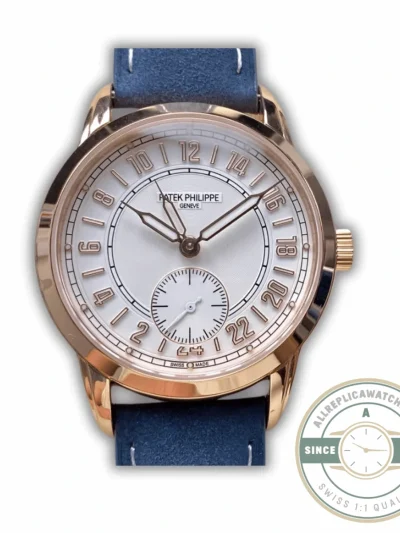 Replica Complications 5224R-001 Patek Philippe 24-HOUR DISPLAY, TRAVEL TIME. 42 mm, Rose Gold, White Dial - High-Grade Replica Watch
