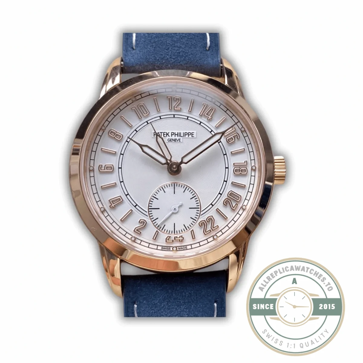 Replica Complications 5224R-001 Patek Philippe 24-HOUR DISPLAY, TRAVEL TIME. 42 mm, Rose Gold, White Dial - High-Grade Replica Watch