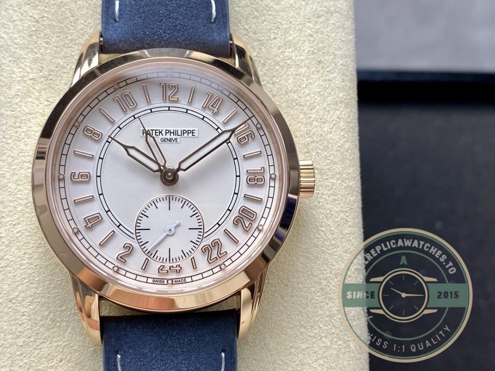 Replica Complications 5224R-001 Patek Philippe 24-HOUR DISPLAY, TRAVEL TIME. 42 mm, Rose Gold, White Dial - Affordable Luxury Replica Timepiece
