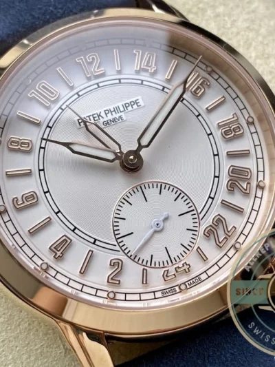 Replica Complications 5224R-001 Patek Philippe 24-HOUR DISPLAY, TRAVEL TIME. 42 mm, Rose Gold, White Dial - Top-Tier Swiss Replica Watch