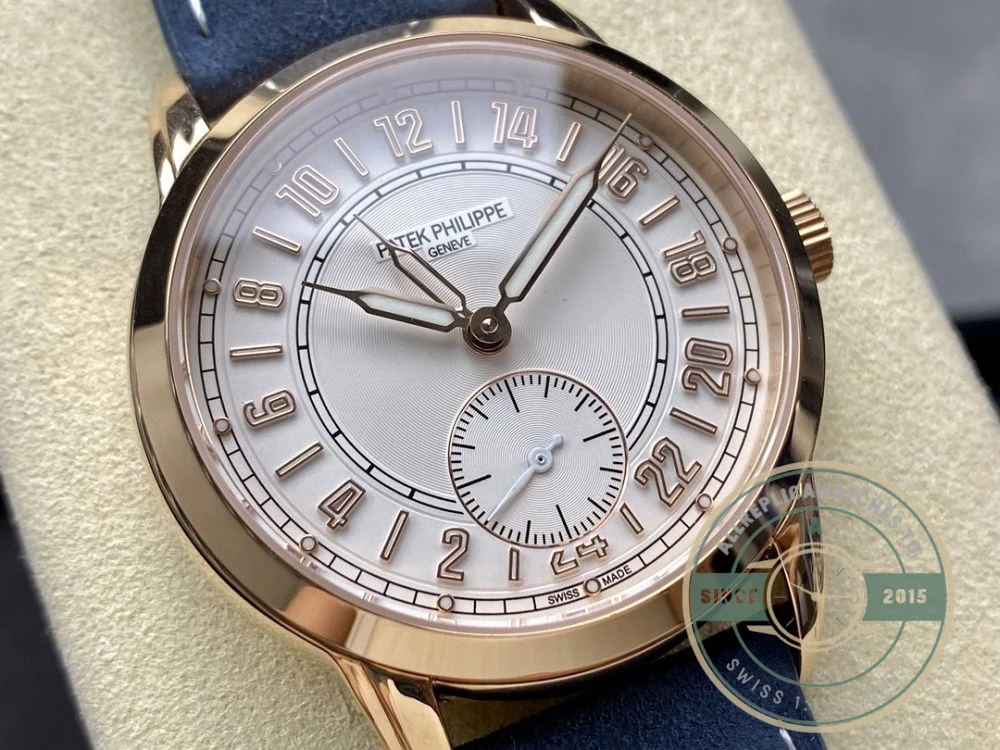 Replica Complications 5224R-001 Patek Philippe 24-HOUR DISPLAY, TRAVEL TIME. 42 mm, Rose Gold, White Dial - Top-Tier Swiss Replica Watch