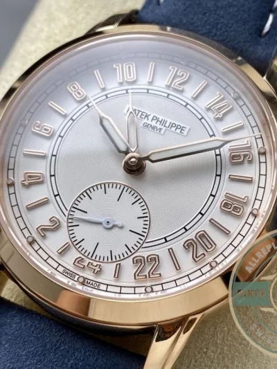 Replica Complications 5224R-001 Patek Philippe 24-HOUR DISPLAY, TRAVEL TIME. 42 mm, Rose Gold, White Dial - Swiss Movement Replica Watch