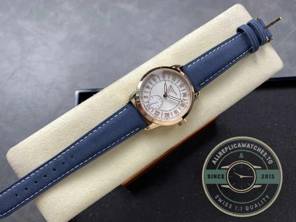 Replica Complications 5224R-001 Patek Philippe 24-HOUR DISPLAY, TRAVEL TIME. 42 mm, Rose Gold, White Dial - Premium Super Clone Watch