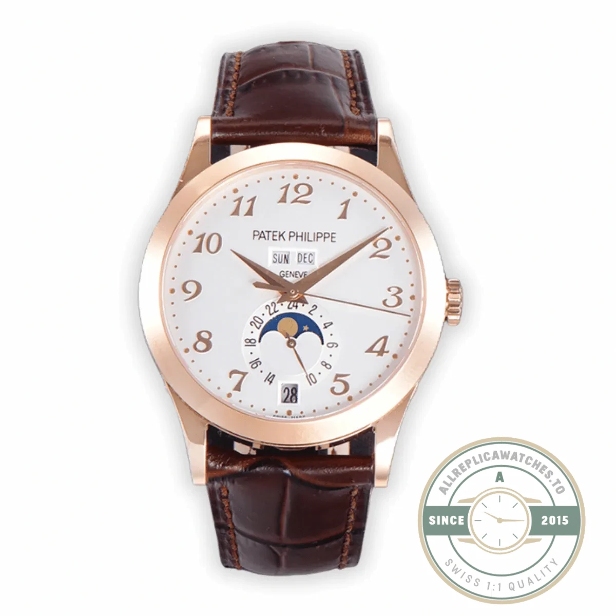 Replica Complications 5396R-012 Patek Philippe ANNUAL CALENDAR, MOON PHASES. 38.5 mm, Rose Gold - Top-Tier Swiss Replica Watch