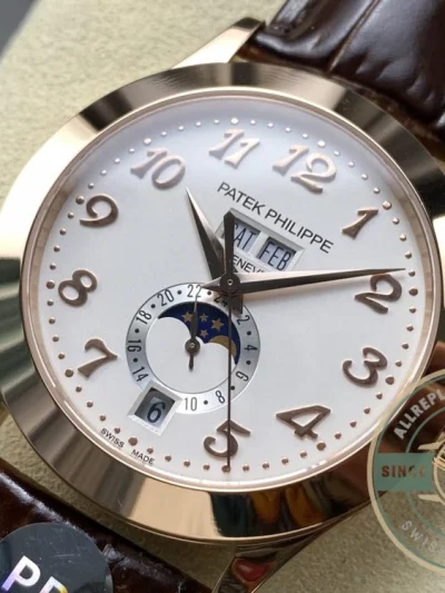 Replica Complications 5396R-012 Patek Philippe ANNUAL CALENDAR, MOON PHASES. 38.5 mm, Rose Gold - Swiss Movement Replica Watch