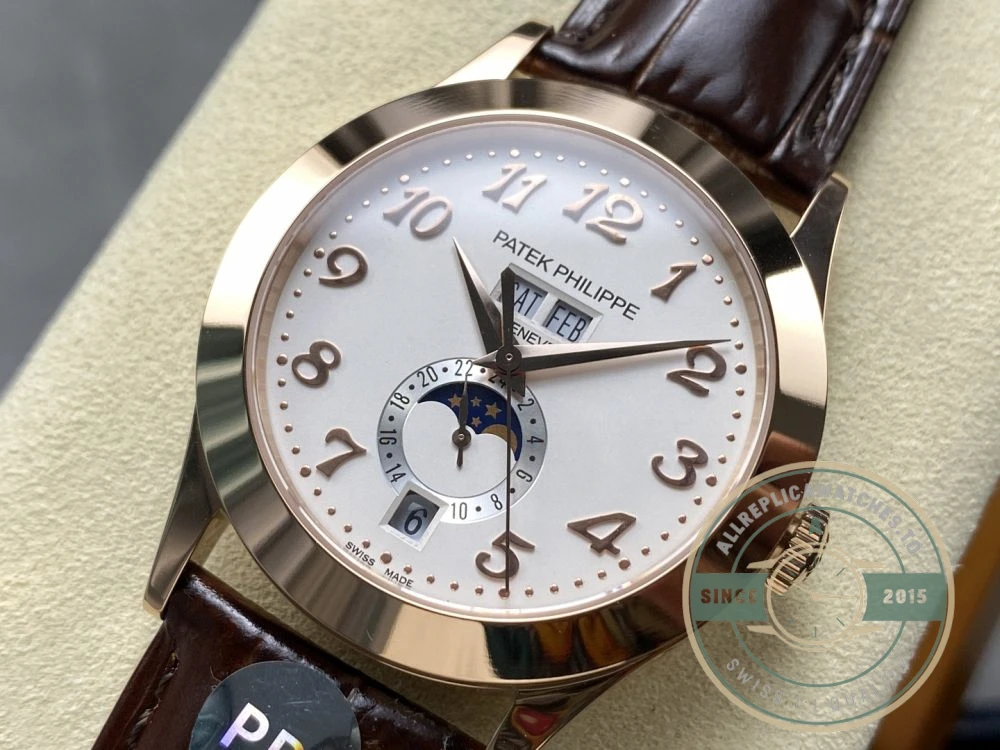 Replica Complications 5396R-012 Patek Philippe ANNUAL CALENDAR, MOON PHASES. 38.5 mm, Rose Gold - Swiss Movement Replica Watch