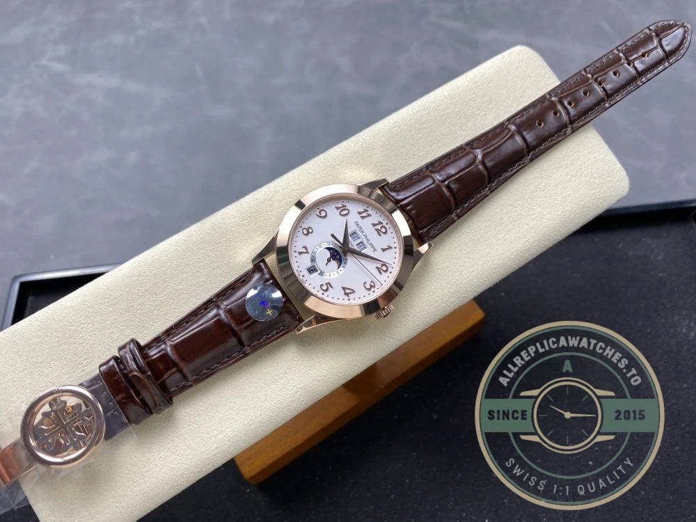 Replica Complications 5396R-012 Patek Philippe ANNUAL CALENDAR, MOON PHASES. 38.5 mm, Rose Gold - Budget Luxury Replica Watch
