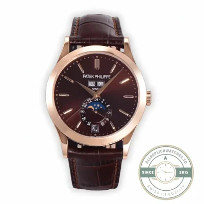 Replica Complications 5396R-015 Patek Philippe ANNUAL CALENDAR, MOON PHASES. 38, 5 mm, Rose gold, Brown Dial - High-Grade Replica Watch