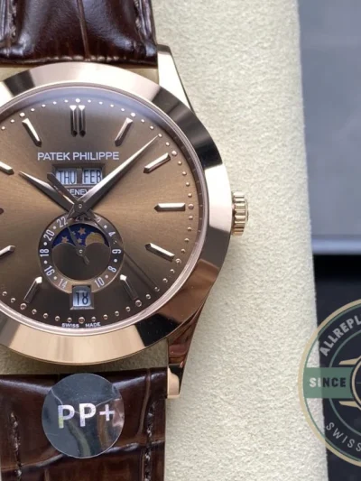 Replica Complications 5396R-015 Patek Philippe ANNUAL CALENDAR, MOON PHASES. 38, 5 mm, Rose gold, Brown Dial - Top-Tier Swiss Replica Watch