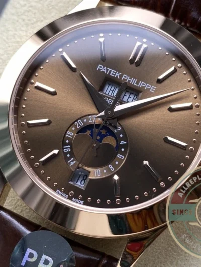 Replica Complications 5396R-015 Patek Philippe ANNUAL CALENDAR, MOON PHASES. 38, 5 mm, Rose gold, Brown Dial - Swiss Movement Replica Watch