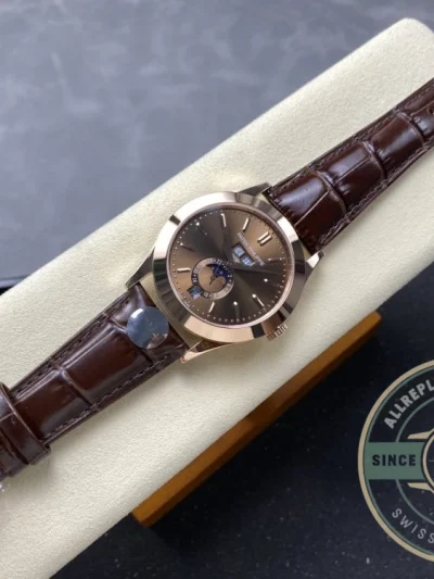 Replica Complications 5396R-015 Patek Philippe ANNUAL CALENDAR, MOON PHASES. 38, 5 mm, Rose gold, Brown Dial - Premium Super Clone Watch