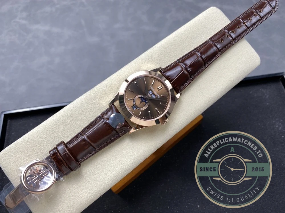 Replica Complications 5396R-015 Patek Philippe ANNUAL CALENDAR, MOON PHASES. 38, 5 mm, Rose gold, Brown Dial - Premium Super Clone Watch