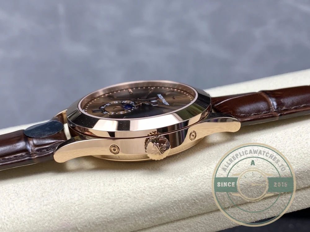 Replica Complications 5396R-015 Patek Philippe ANNUAL CALENDAR, MOON PHASES. 38, 5 mm, Rose gold, Brown Dial - Factory Super Clone Watch