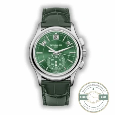 Replica Complications 5905R-001 Patek Philippe Annual Calendar Chronograph 42 mm, White Gold, Green Dial - Luxury Replica Watch