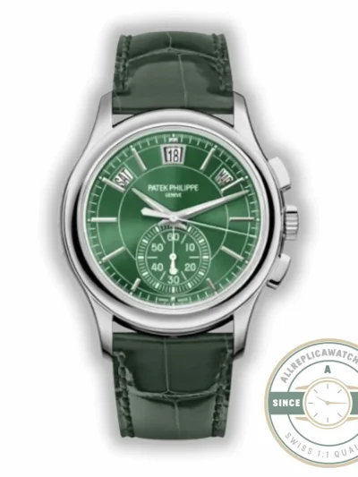 Replica Complications 5905R-001 Patek Philippe Annual Calendar Chronograph 42 mm, White Gold, Green Dial - Luxury Replica Watch