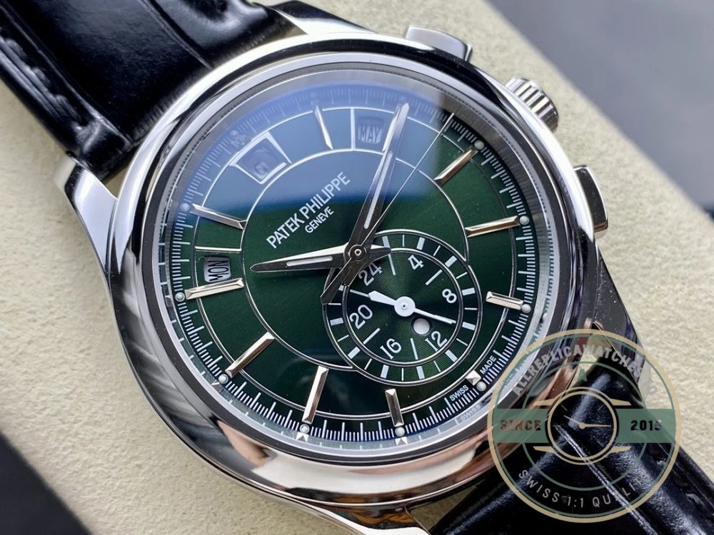 Replica Complications 5905R-001 Patek Philippe Annual Calendar Chronograph 42 mm, White Gold, Green Dial - Swiss Movement Replica Watch