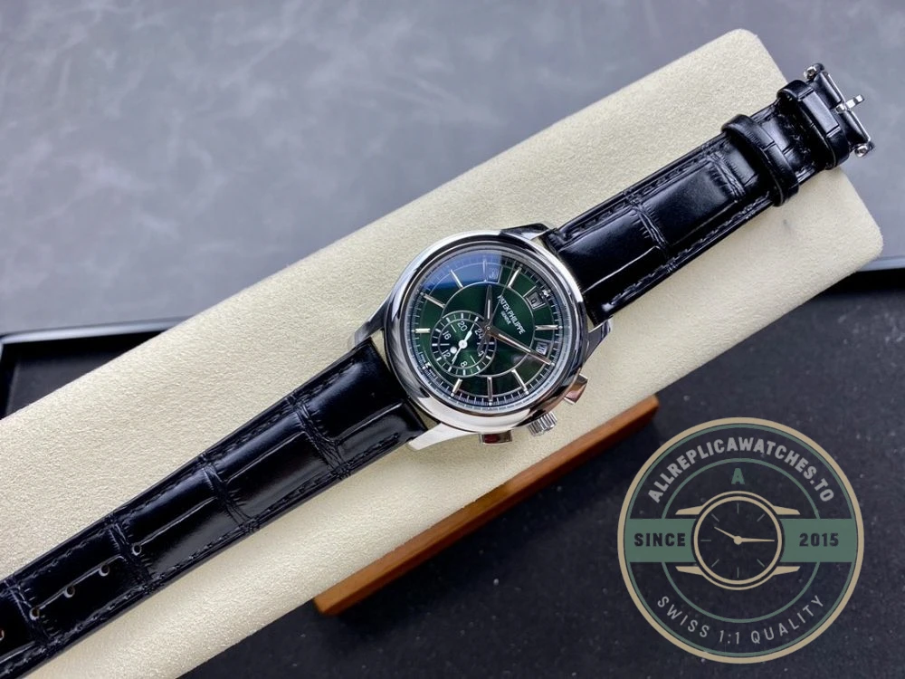 Replica Complications 5905R-001 Patek Philippe Annual Calendar Chronograph 42 mm, White Gold, Green Dial - Affordable Super Clone Watch