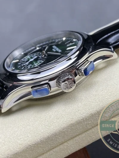 Replica Complications 5905R-001 Patek Philippe Annual Calendar Chronograph 42 mm, White Gold, Green Dial - Best Quality Replica Watch
