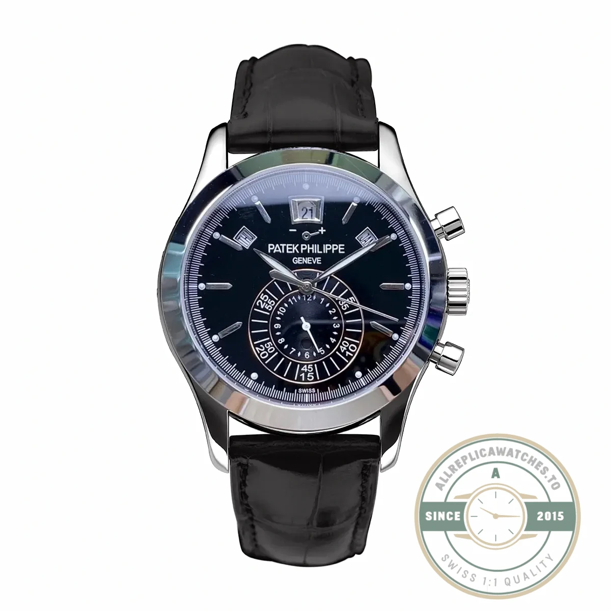 Replica Complications 5960R-012 Patek Philippe Annual Calendar Chronograph 40 mm, WhiteGold, Black Dial - Swiss Movement Replica Watch