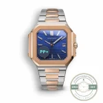 Patek Philippe Cubitus 5821/1AR-001 in steel and rose gold tone, blue embossed sunburst dial, two-tone bracelet