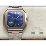 Rose gold-tone octagonal bezel on the steel case of the two-tone Cubitus 5821/1AR-001 with blue dial