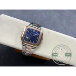 Date window at 3 o'clock set into the embossed dial of the two-tone Cubitus 5821/1AR-001 with blue dial