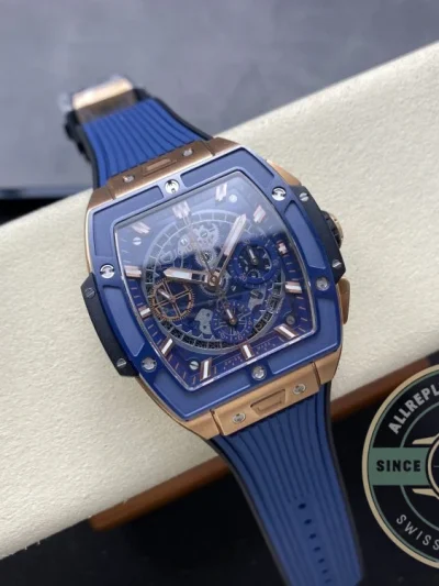 Replica Hublot Spirit of Big Bang Gold Case, Blue Dial 642.OL.7180.RX - Swiss Movement Replica Watch