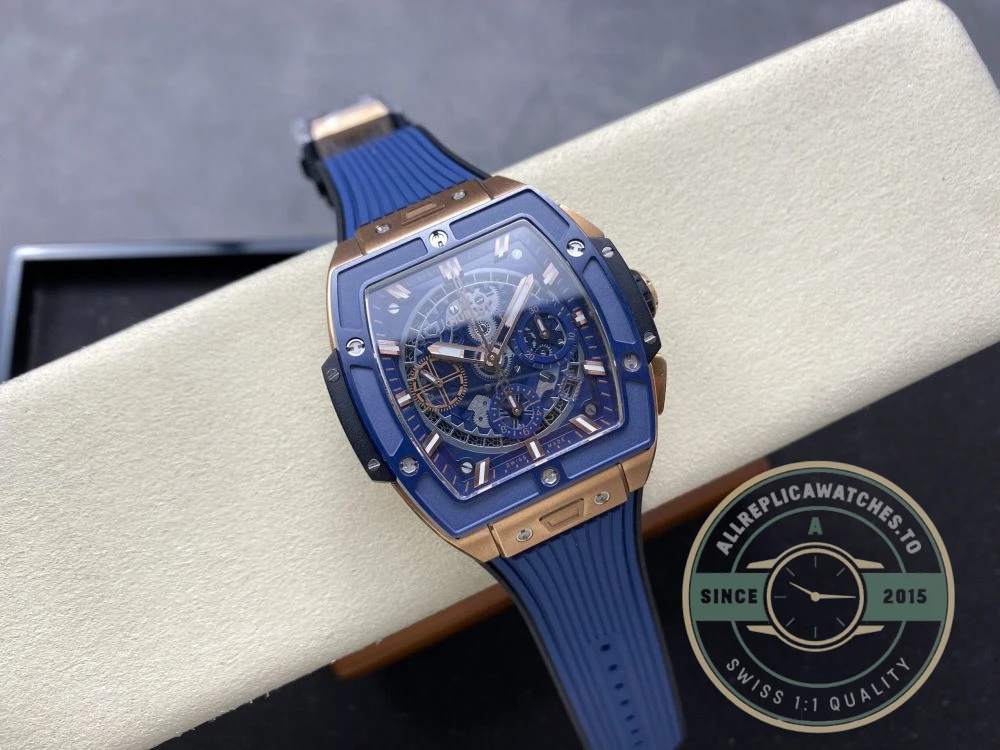 Replica Hublot Spirit of Big Bang Gold Case, Blue Dial 642.OL.7180.RX - Swiss Movement Replica Watch