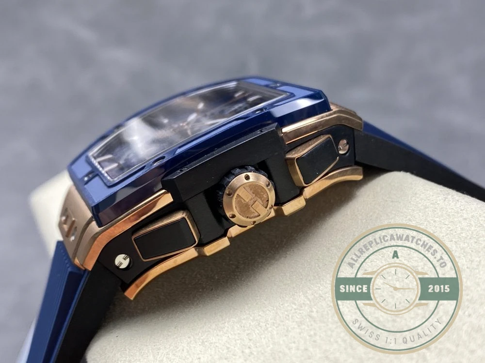Replica Hublot Spirit of Big Bang Gold Case, Blue Dial 642.OL.7180.RX - Swiss Movement Replica Watch