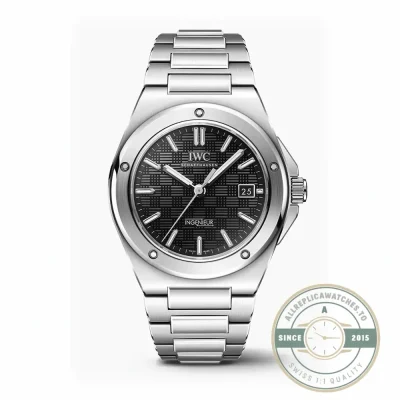 Replica IWC Ingenieur IW328901 black Grid dial with applied luminous hour markers