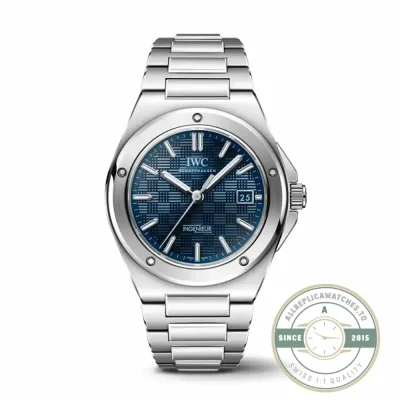 Blue Grid dial and five-screw bezel on the replica IWC Ingenieur IW328907