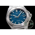 Date aperture at three o'clock framed against the blue Ingenieur clone dial